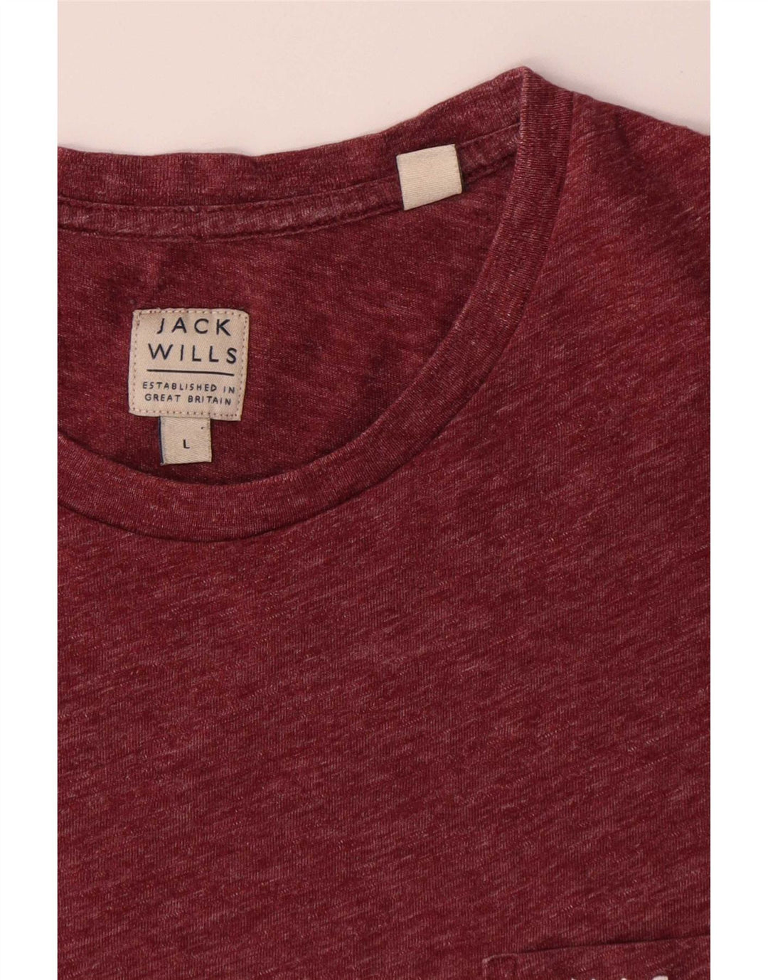 Jack Wills Herre T-Shirt Top Large Bourgogne Flecked Polyester
