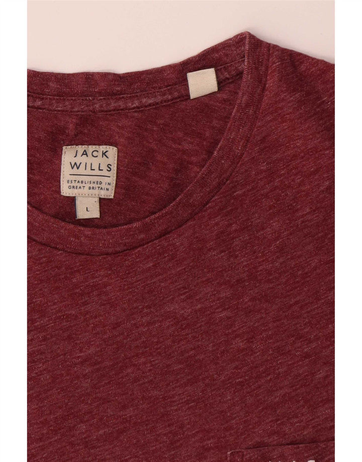 Jack Wills Herre T-Shirt Top Large Bourgogne Flecked Polyester
