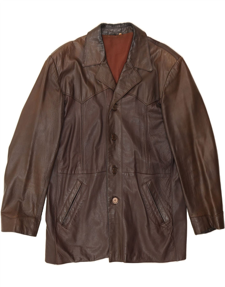 C&A Mens Leather Jacket IT 56 3XL Brown Leather Vintage C&A and Second-Hand C&A from Messina Hembry 
