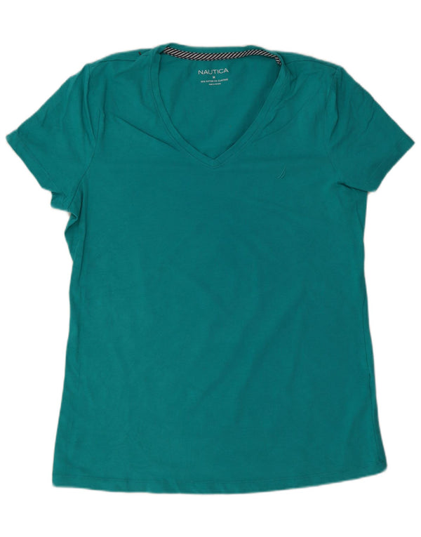 Nautica Womens T-Shirt Top UK 12 Medium Green Cotton