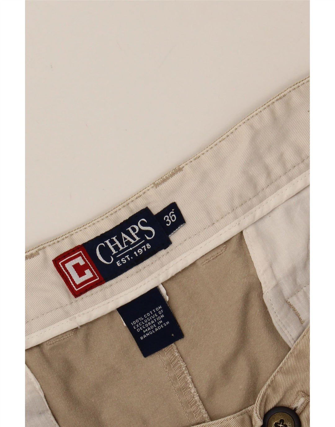 CHAPS Mens Chino Shorts W36 Large  Beige Cotton Vintage Chaps and Second-Hand Chaps from Messina Hembry 