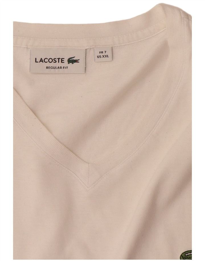 Lacoste Herre Regular Fit T-Shirt Top Størrelse 7 2XL Hvid Bomuld