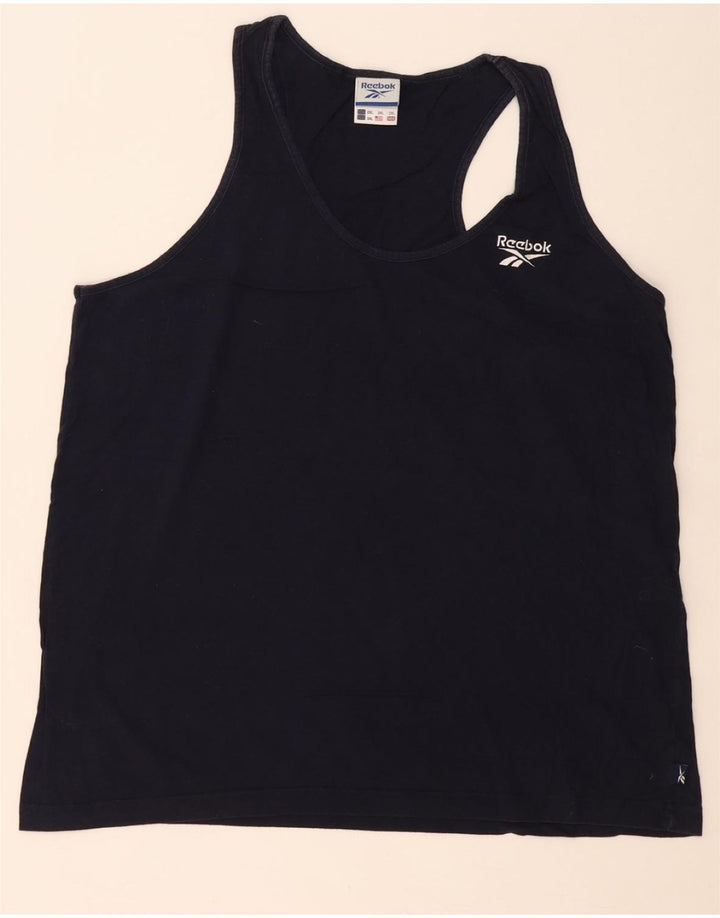 REEBOK Womens Vest Top UK 20 2XL Navy Blue Cotton Vintage Reebok and Second-Hand Reebok from Messina Hembry 