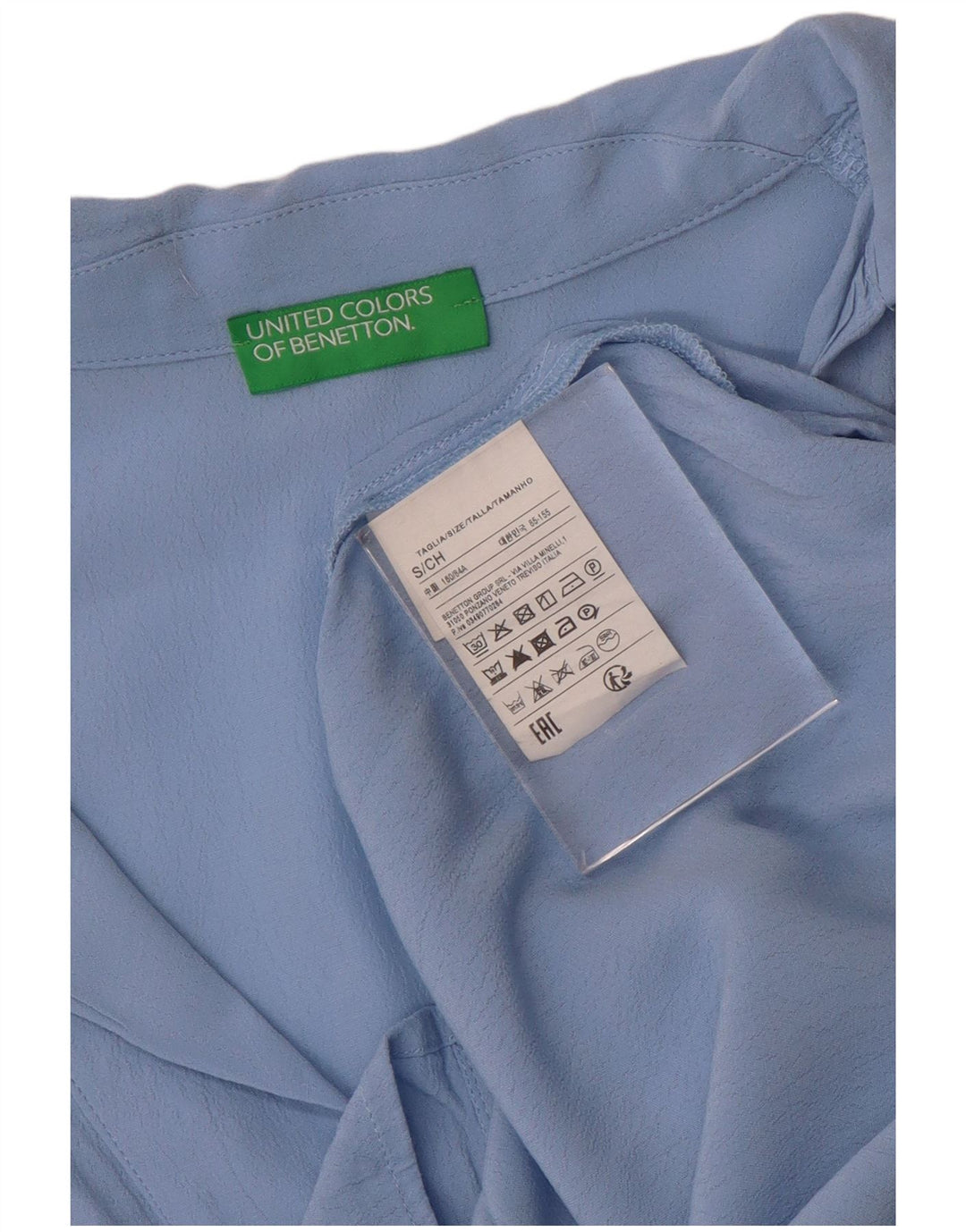 BENETTON Dame Oversized Pullover Shirt Bluse UK 10 Small Blue Viscose