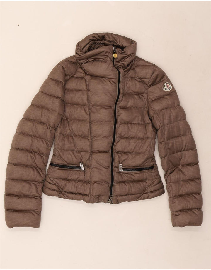 Moncler Dame Polstret Jakke Størrelse 2 Lille Brun Polyester