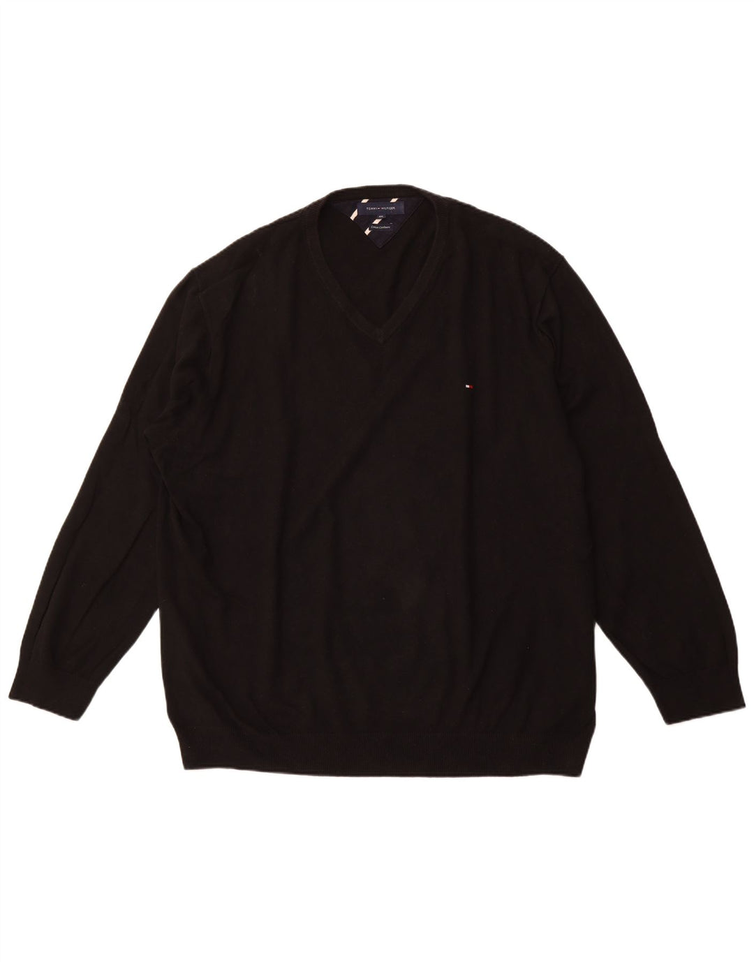 TOMMY HILFIGER Herre V-hals sweater 4XL sort bomuld