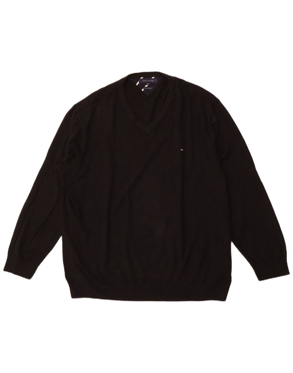 TOMMY HILFIGER Herre V-hals sweater 4XL sort bomuld