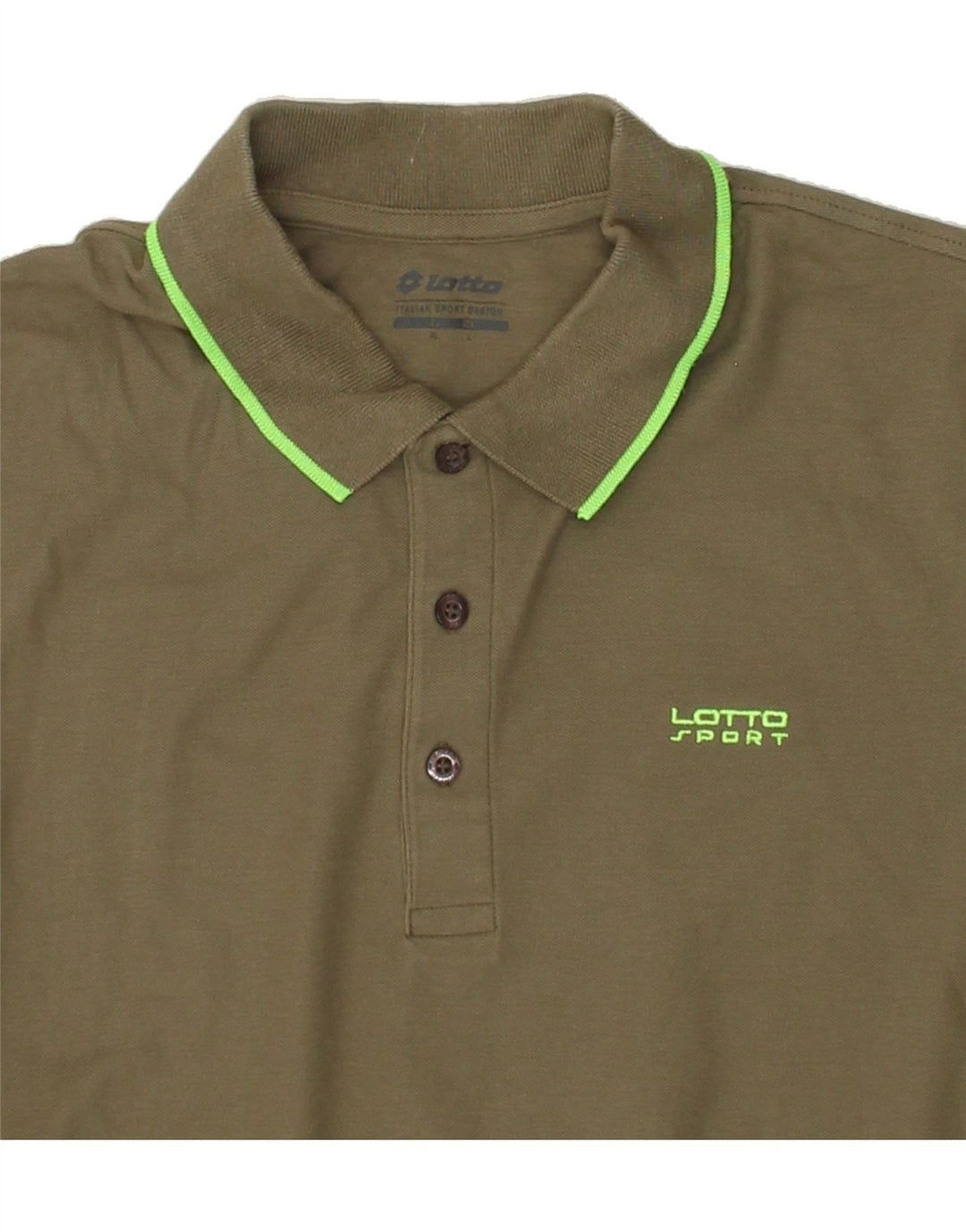 LOTTO Mens Polo Shirt XL Khaki Cotton Vintage Lotto and Second-Hand Lotto from Messina Hembry 