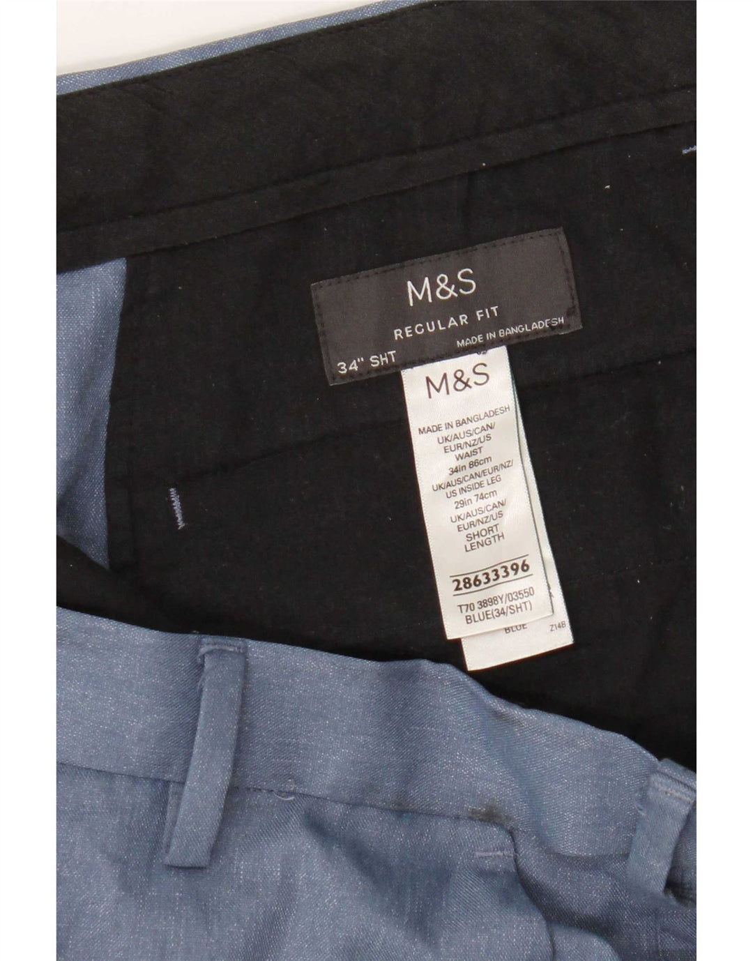 Marks & Spencer Herre Regular Fit Chinobukser W34 L29 Blå polyester