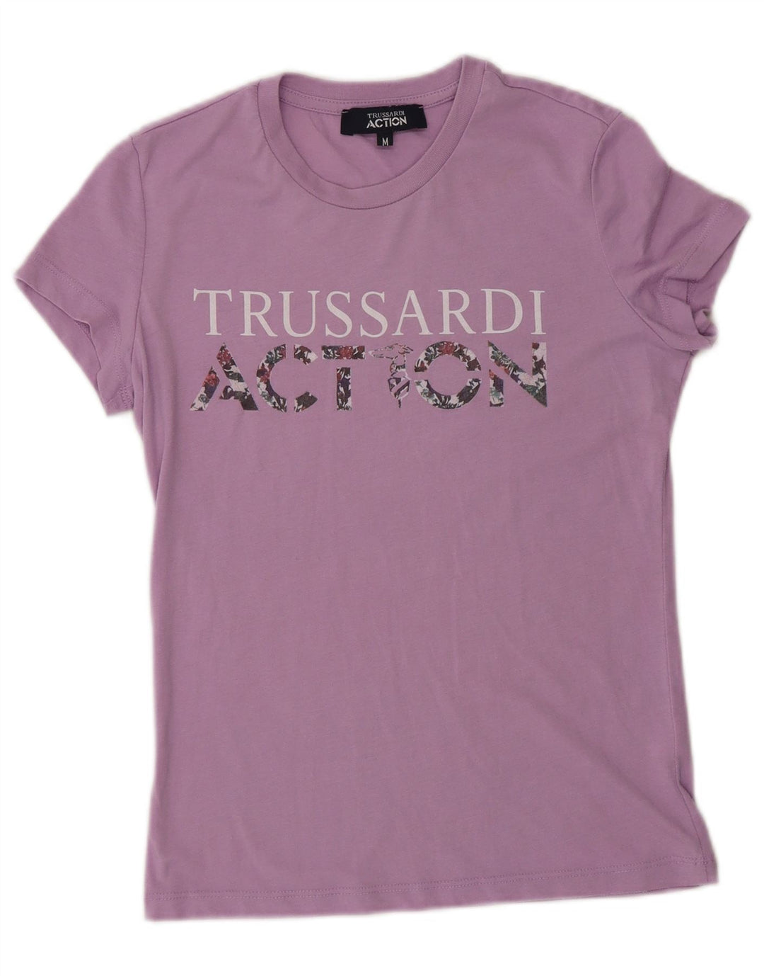 Trussardi Dame Grafisk T-Shirt Top UK 12 Medium Lilla Polyester