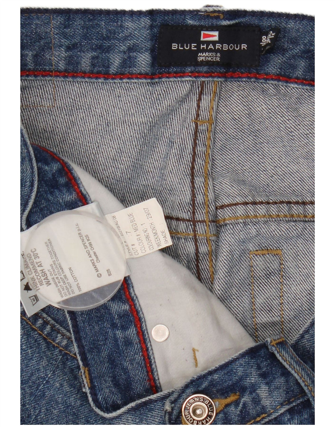 Marks & Spencer Herre Blue Harbor Straight Jeans W32 L29 Blue Cotton