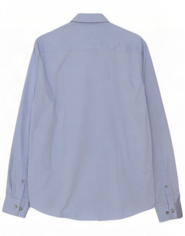 Calvin Klein Herre Regular Fit Skjorte Størrelse 15 1/2 Medium Blue Herringbone