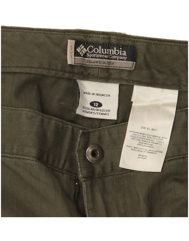 COLUMBIA Lige fritidsbukser til kvinder US 12 Large W34 L31 Khaki stribet