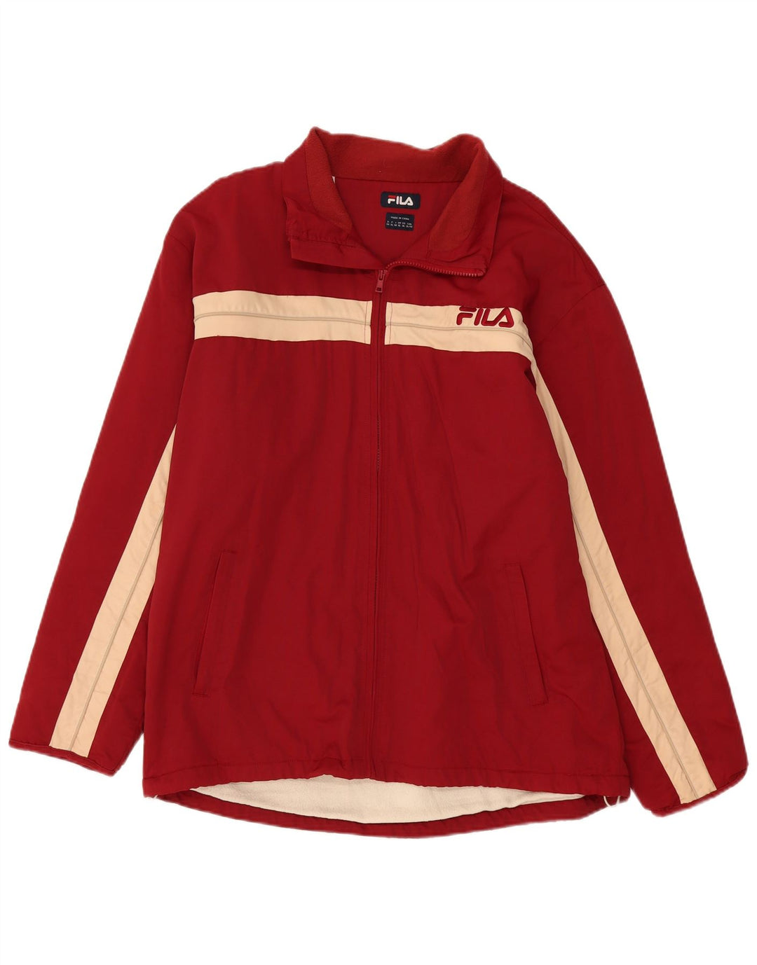 Fila Herre Windbreaker Jacket UK 42 XL Burgundy Colourblock Polyamid