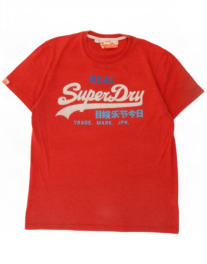Superdry Grafisk T-shirt top til mænd, stor rød polyester