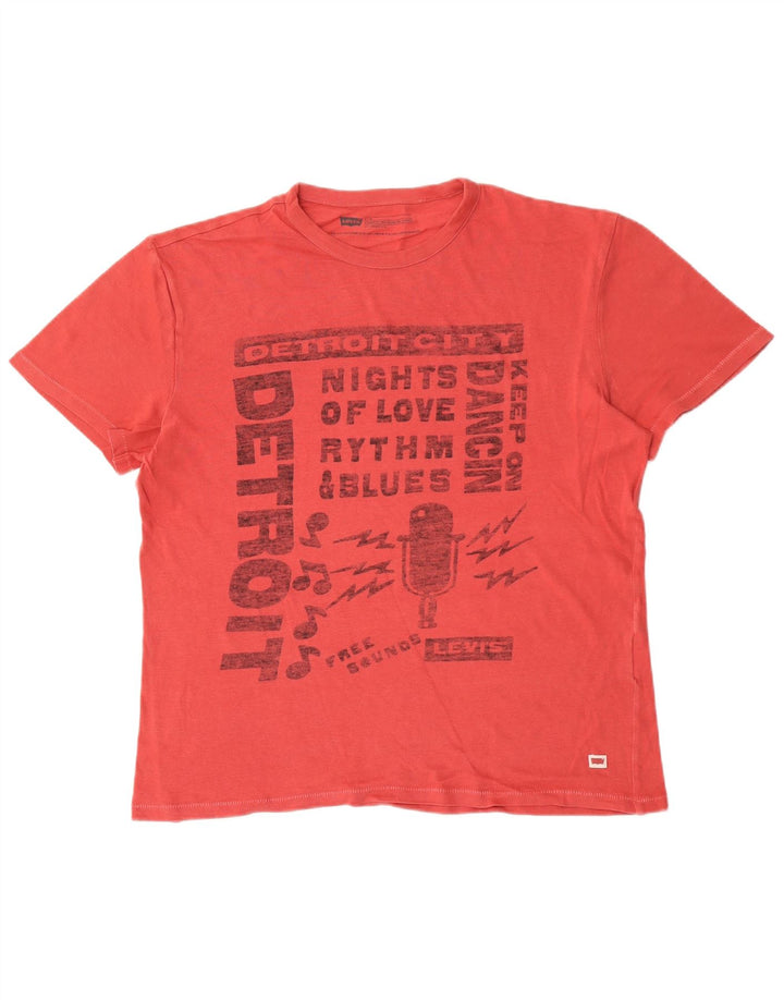 LEVI'S Herre Standard Fit Grafisk T-Shirt Top Stor Rød
