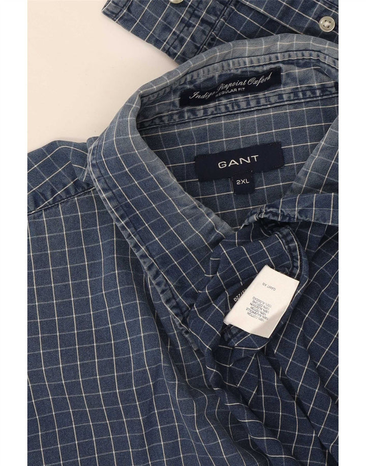 Gant herre Regular Fit skjorte 2XL blå ternet bomuld
