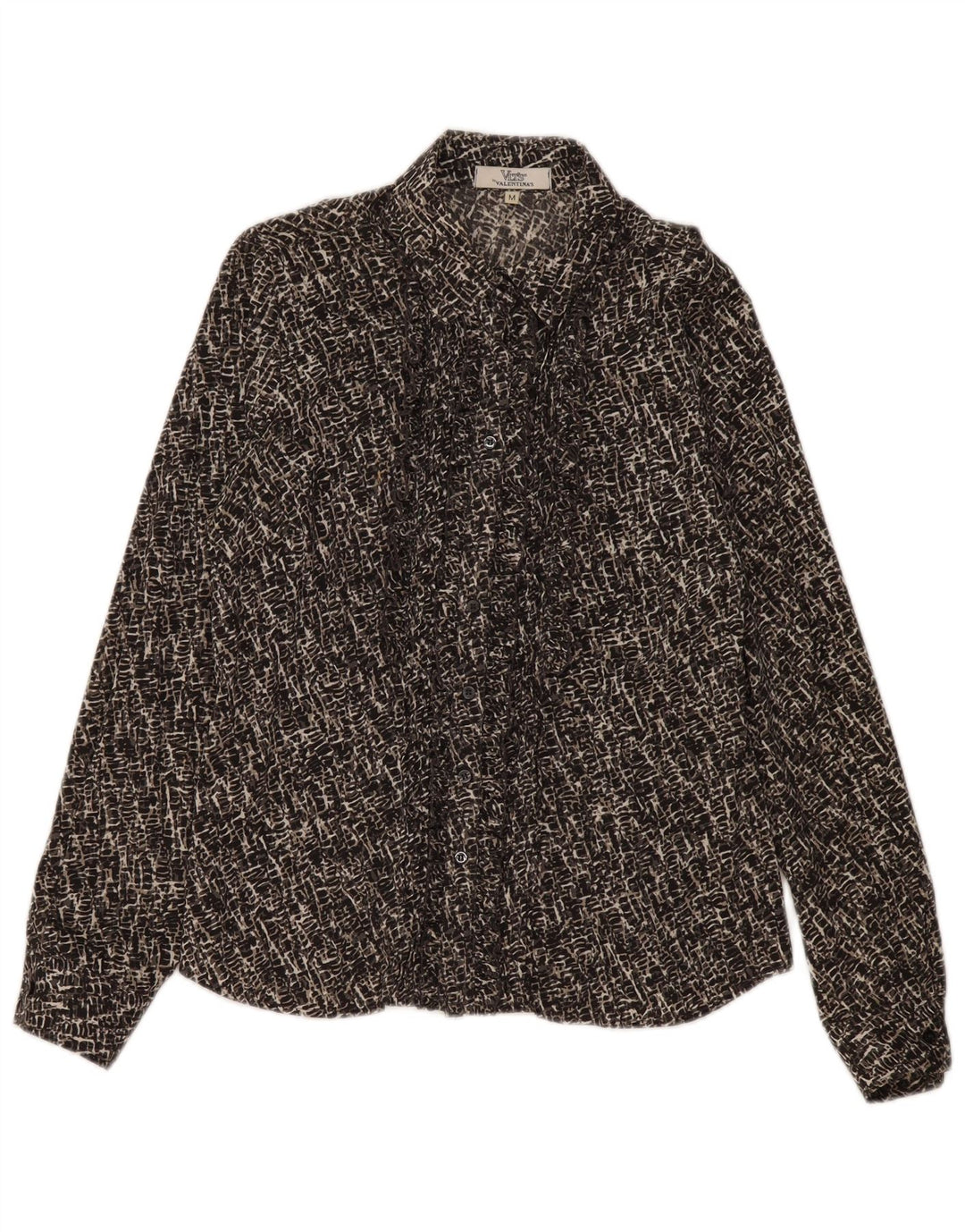 Valentinas abstrakt mønster skjorte til kvinder UK 14 Medium Grey Bomuld