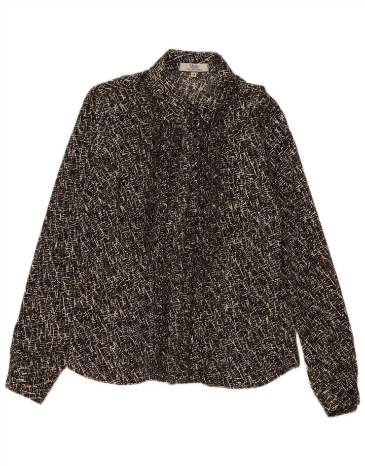 Valentinas abstrakt mønster skjorte til kvinder UK 14 Medium Grey Bomuld
