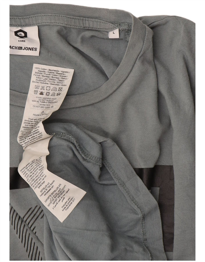 Jack & Jones Herre Grafisk T-Shirt Top Stor Grå Bomuld