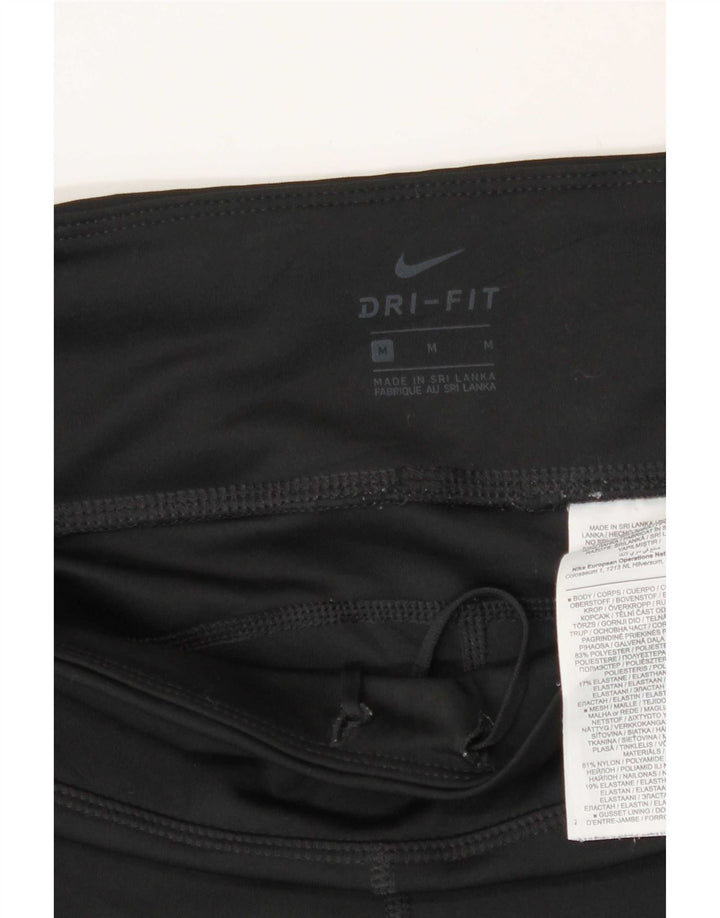 Nike Dame Dri Fit Crop Leggings UK 12 Medium Sort Polyester