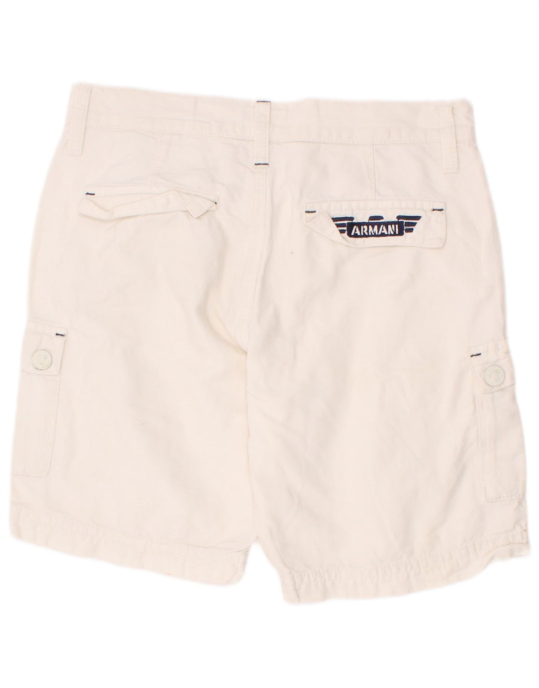Armani Junior Drenge Cargo Shorts 7-8 år W24 Hvid Bomuld