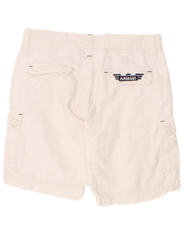 Armani Junior Drenge Cargo Shorts 7-8 år W24 Hvid Bomuld