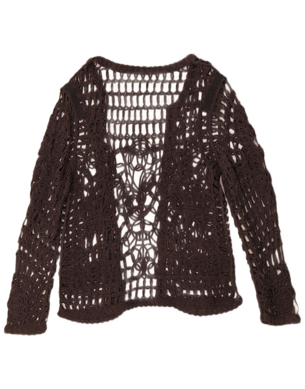 MONARI Langærmet hæklet gennemsigtig top UK 14 Large Grey