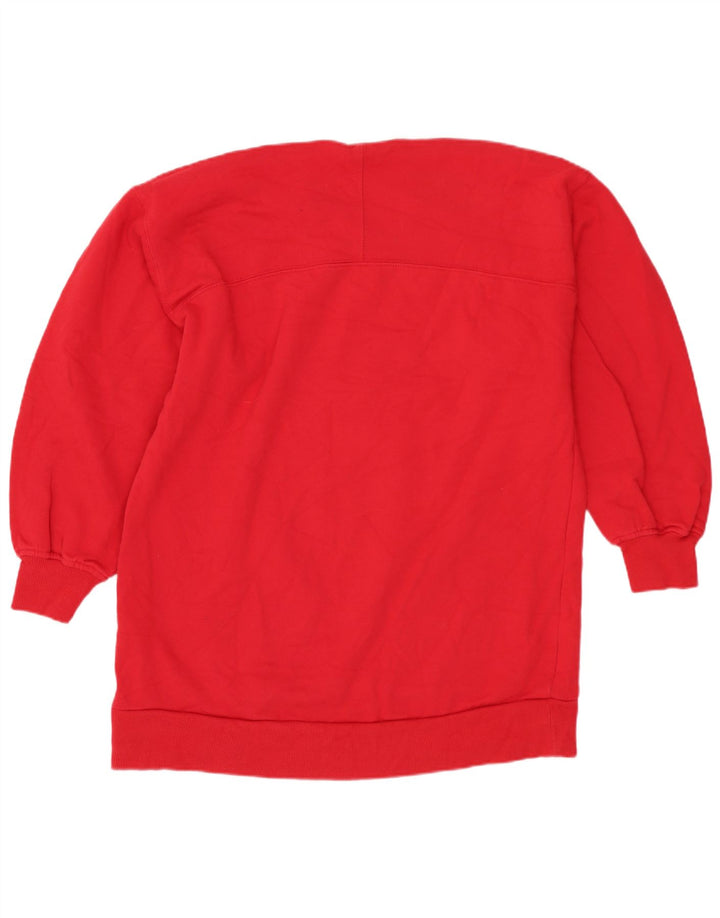 Zara Dame Oversized Sweatshirt Jumper UK 10 Lille Rød Bomuld