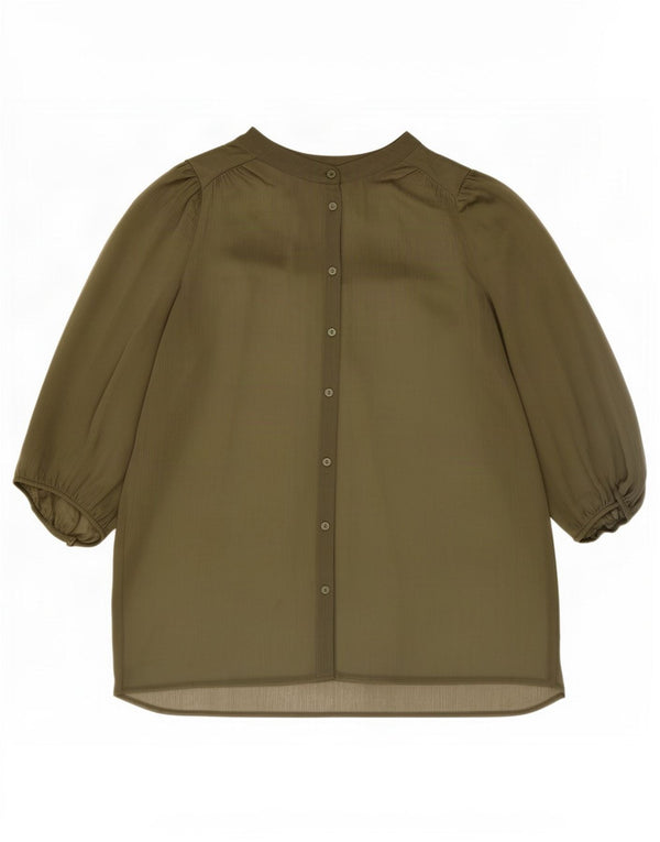 Marks & Spencer Dame Se Through Shirt Bluse UK 14 Large Khaki