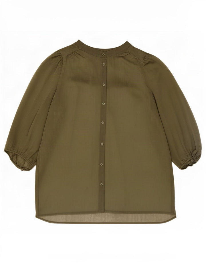 Marks & Spencer Dame Se Through Shirt Bluse UK 14 Large Khaki