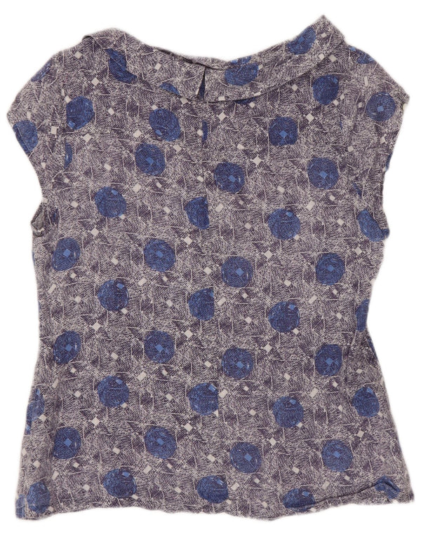 White Stuff Damebluse Top UK 10 Small Blue Floral Linen