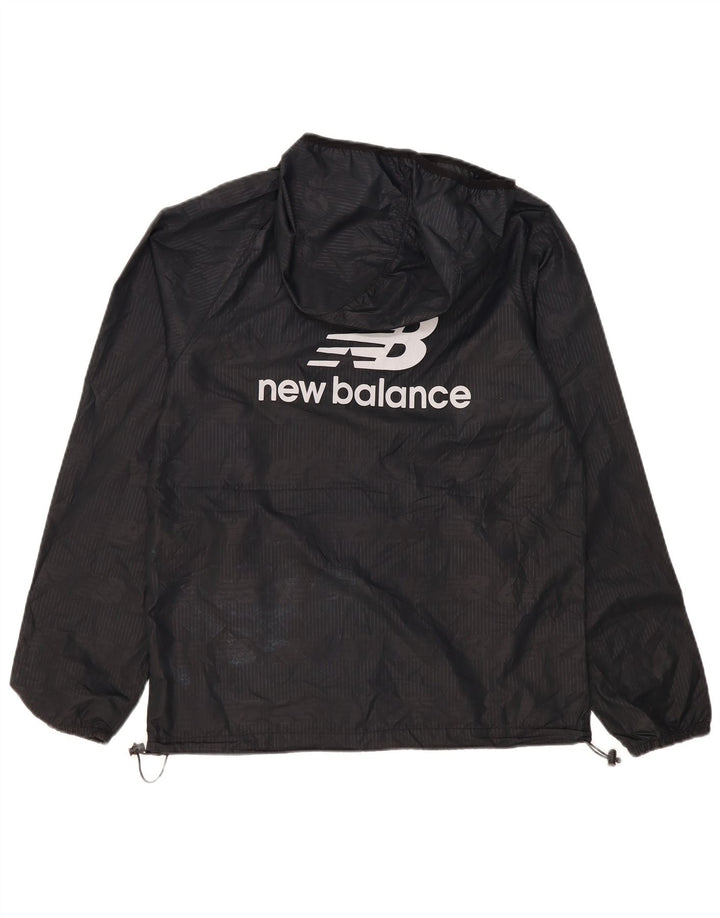 New Balance Herre grafisk regnjakke med hætte UK 36 Lille sort polyester