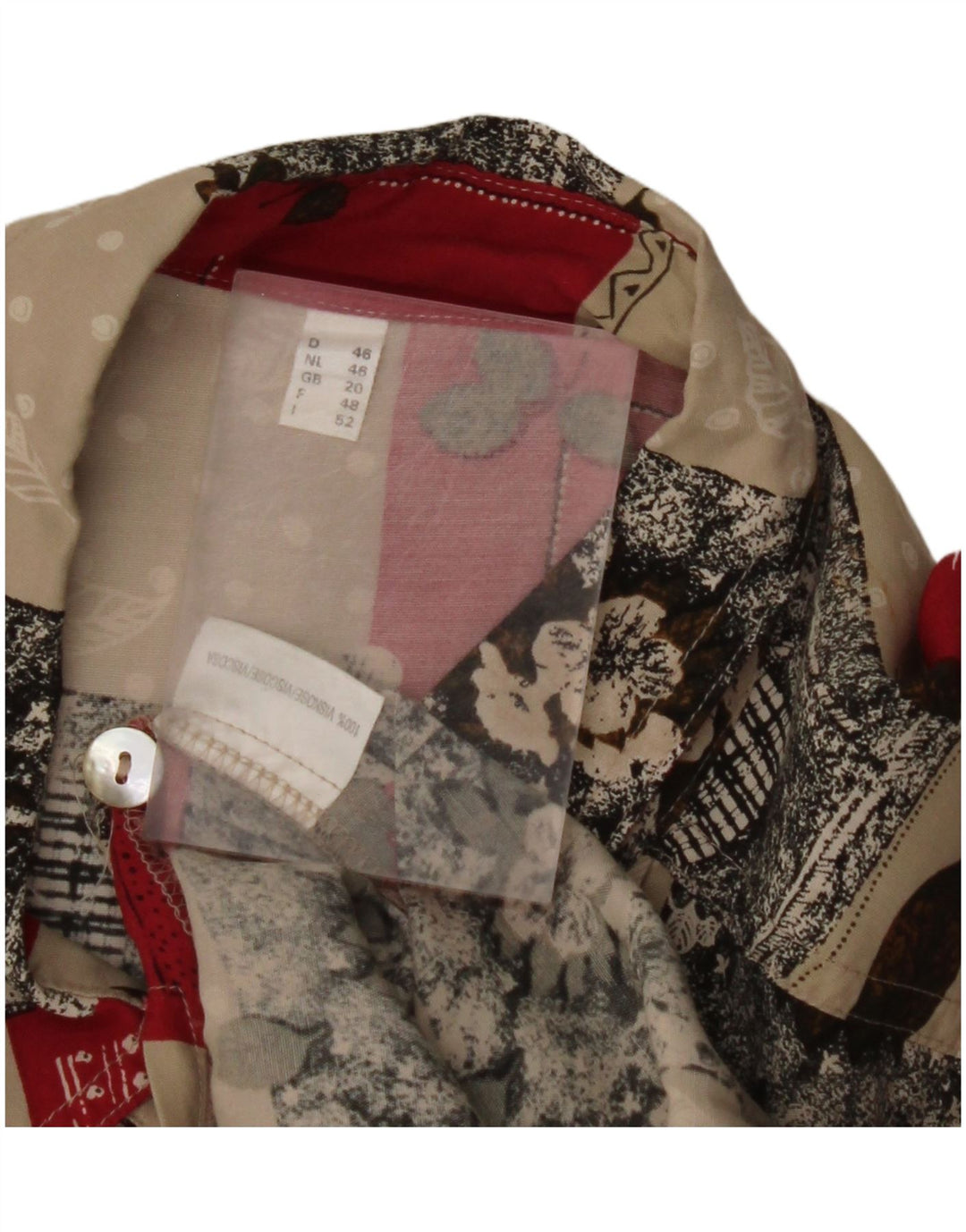 VINTAGE Dameskjortebluse UK 20 2XL Multifarvet Floral Viscose