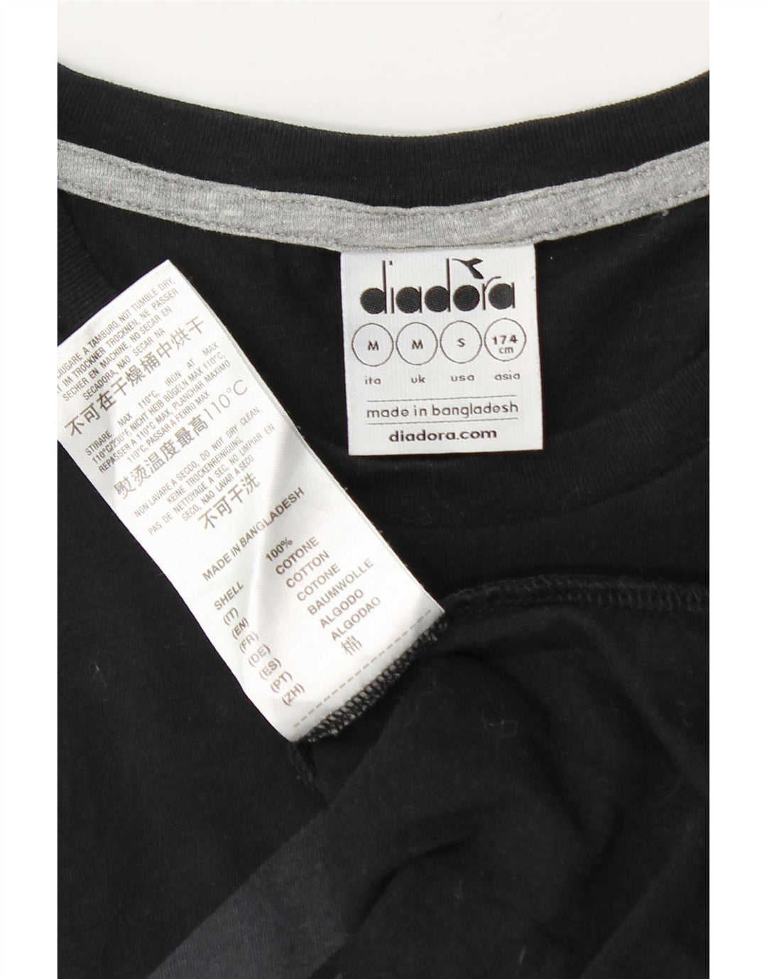 Diadora Herre Grafisk T-Shirt Top Medium Sort Bomuld
