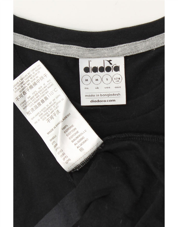 Diadora Herre Grafisk T-Shirt Top Medium Sort Bomuld