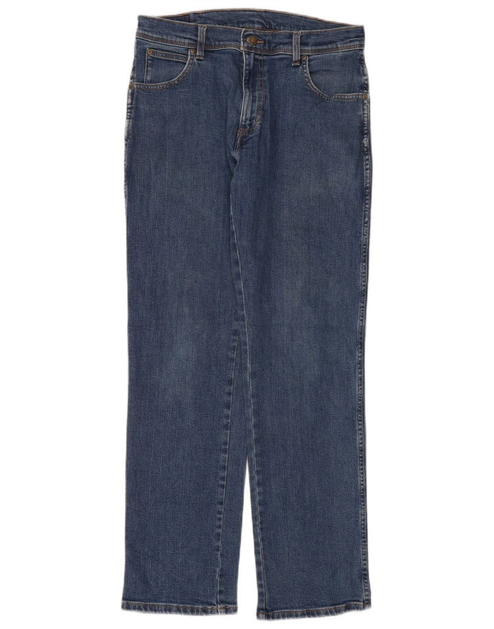 WRANGLER Herre Regular Fit Straight Jeans W32 L32 Blå Bomuld