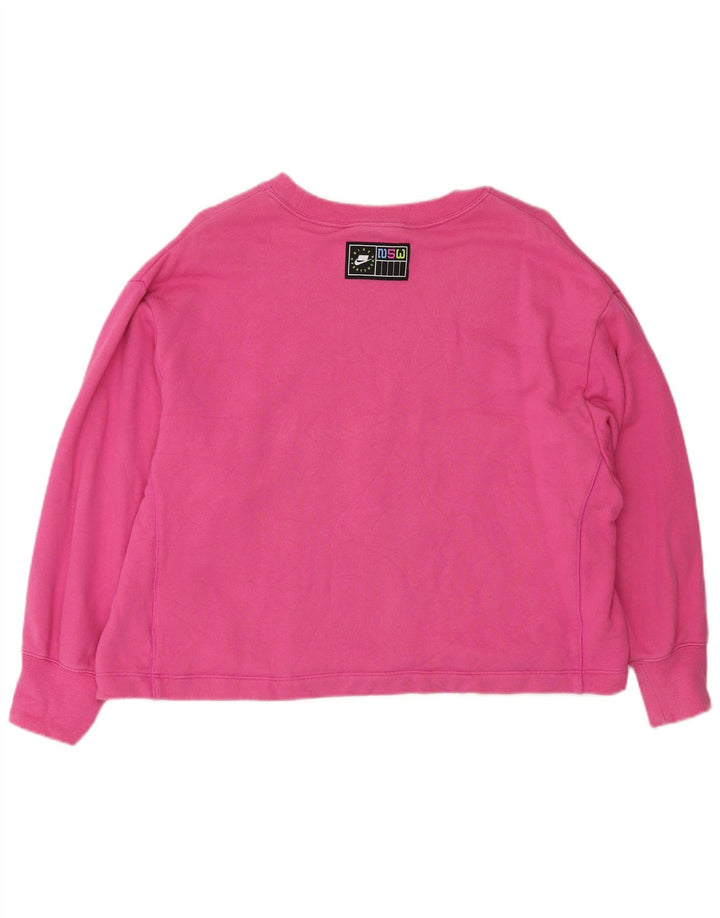 Nike Dame Grafisk Oversized Sweatshirt Jumper UK 10 Small Pink Bomuld