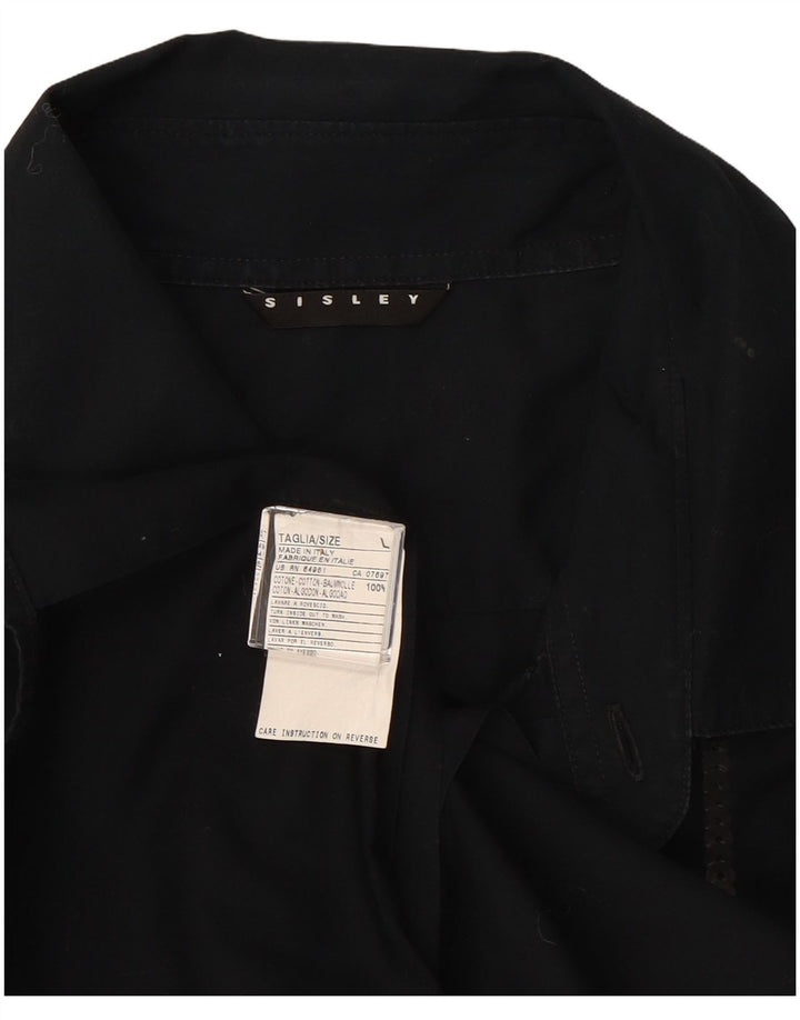 SISLEY Womens Shirt UK 16 Large Black Cotton
