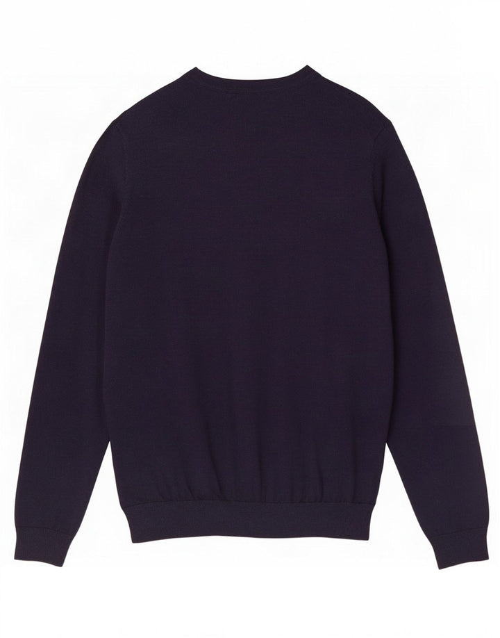 Marks & Spencer Herre Boat Neck Jumper Sweater Medium Navy Blue Merino Wool