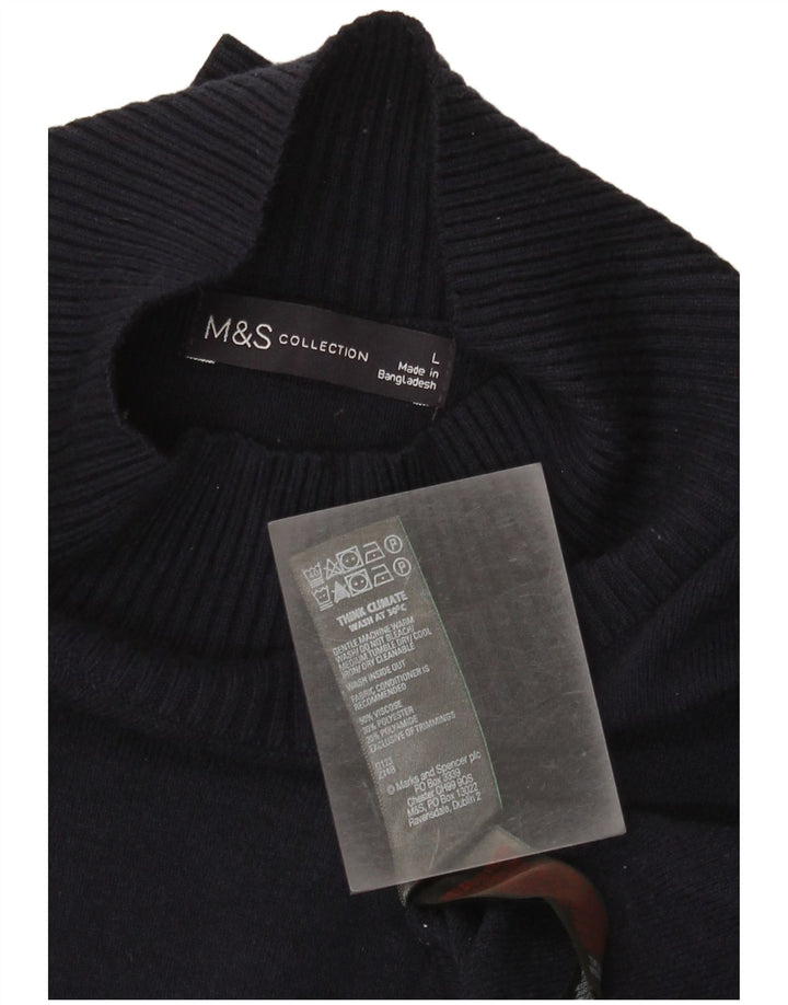 Marks & Spencer Dame Turtle Neck Jumper Sweater UK 16 Large Navy Blue