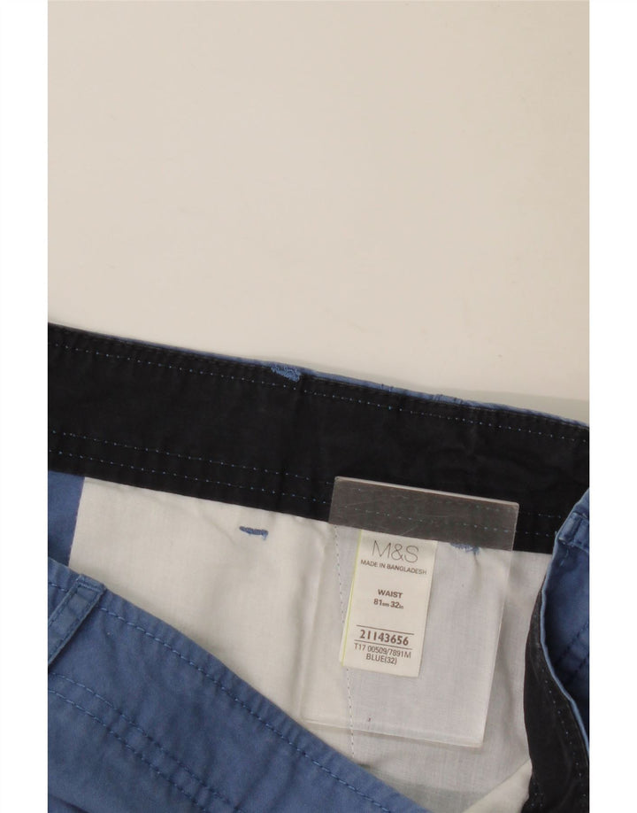 MARKS & SPENCER Herre Cargo Shorts W32 Medium Blue Cotton