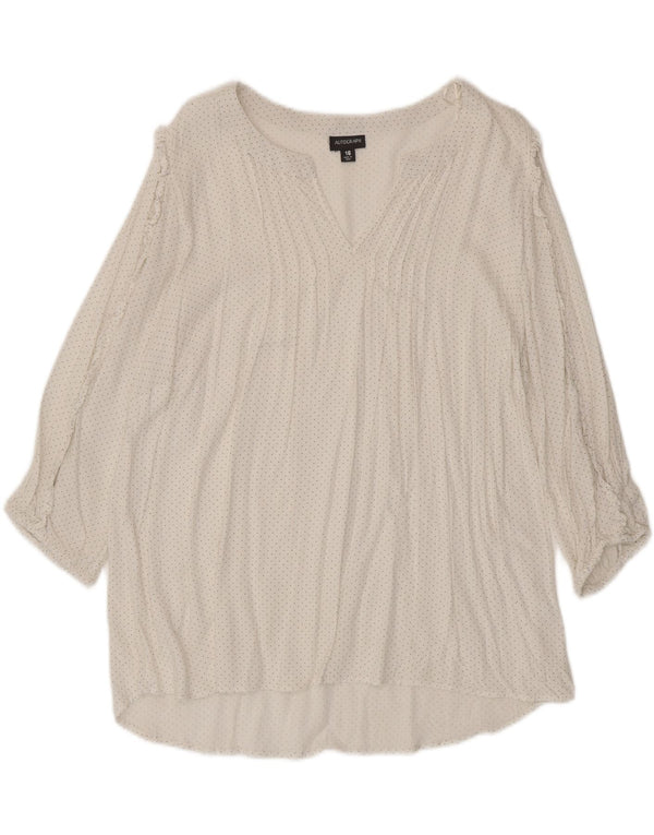 Autograf Dame 3/4 ærmet bluse Top UK 16 Large White Spotted Viscose