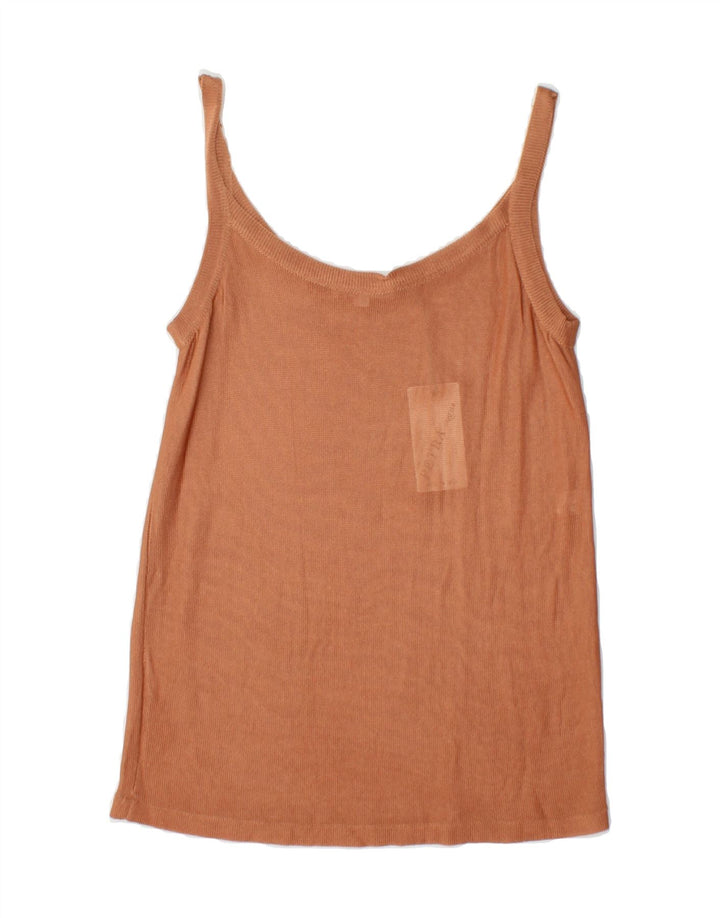 VINTAGE Womens Sleeveless See Through Top IT 40 Small Brown Viscose Vintage Vintage and Second-Hand Vintage from Messina Hembry 