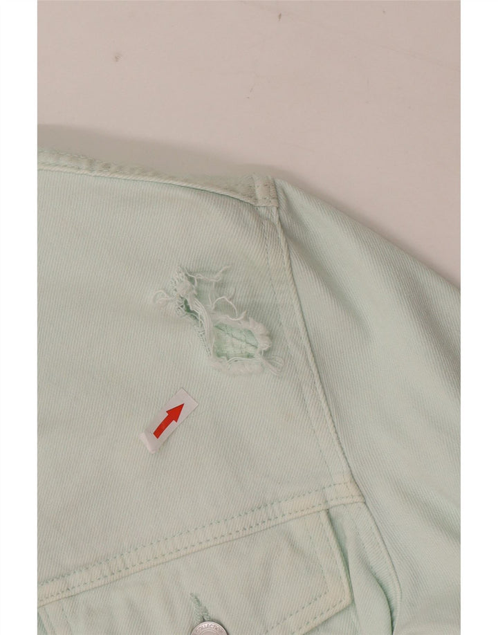 Marks & Spencer Dame Crop Denim Jacket UK 12 Medium Green Cotton