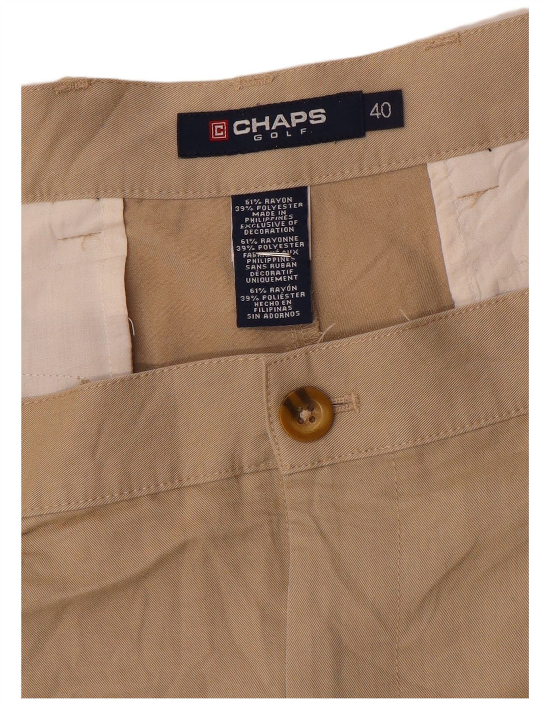 Chaps Herre Chino Shorts W40 XL Beige Rayon