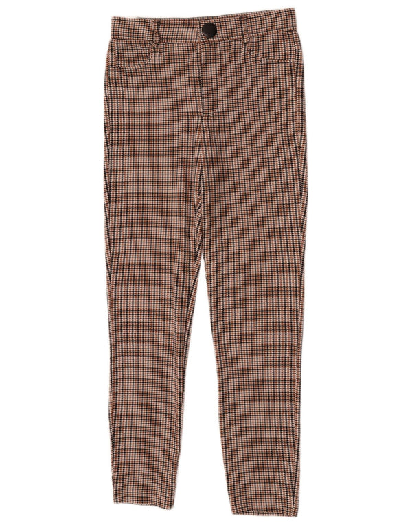 Zara Dame Slim Casual Bukser Medium W28 L27 Brun Houndstooth Viscose