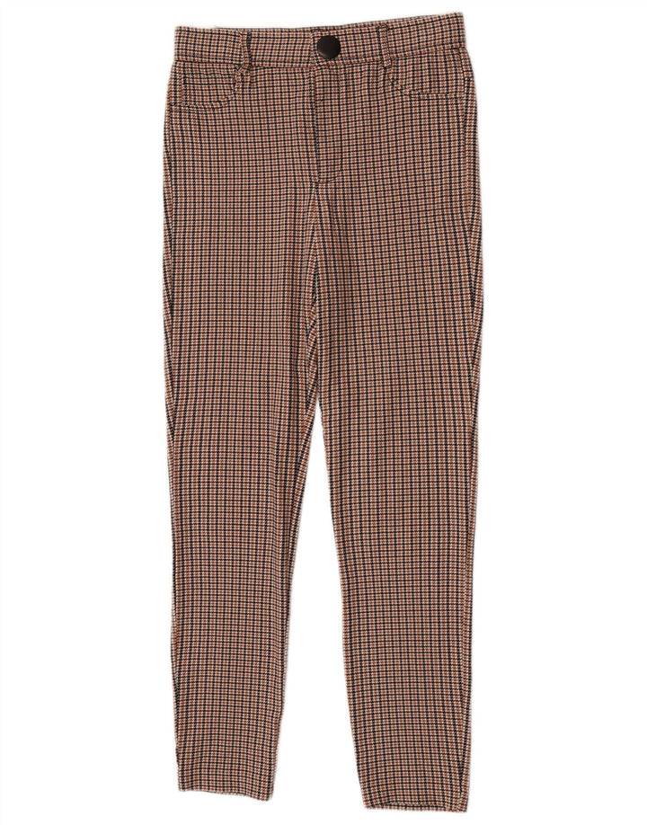 Zara Dame Slim Casual Bukser Medium W28 L27 Brun Houndstooth Viscose