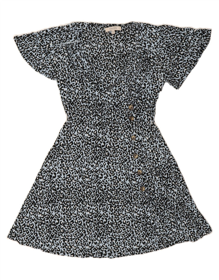 OASIS Womens Wrap Dress UK 10 Small Blue Animal Print Vintage Oasis and Second-Hand Oasis from Messina Hembry 