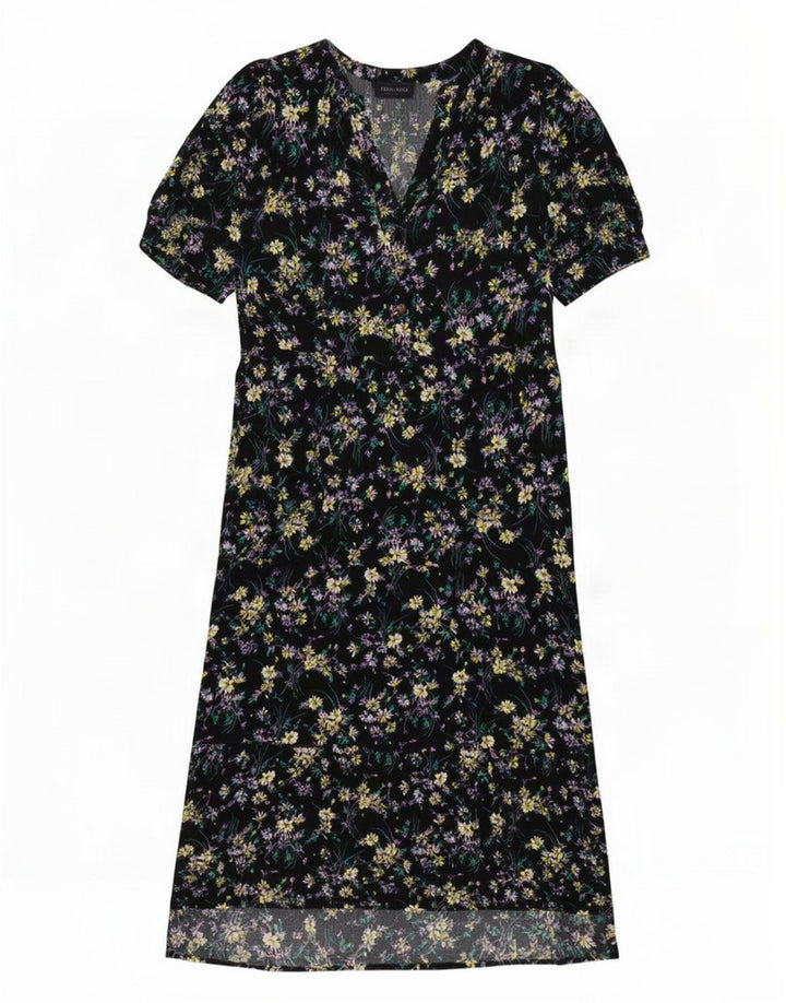 Marks & Spencer Dame Maxi Dress UK 12 Medium Black Floral Viscose